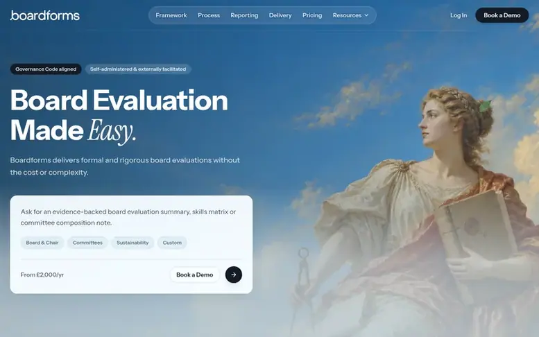 Screenshot of the Boardforms homepage