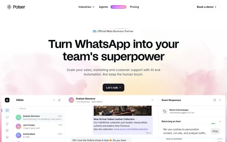 Screenshot of the Polser homepage
