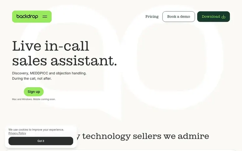 Screenshot of the Backdrop homepage