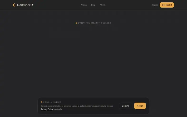 Screenshot of the EcomSanity homepage