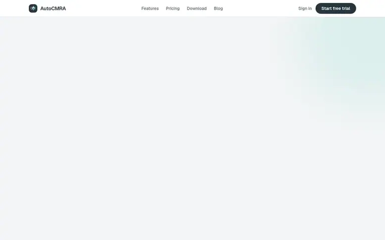 Screenshot of the AutoCMRA homepage