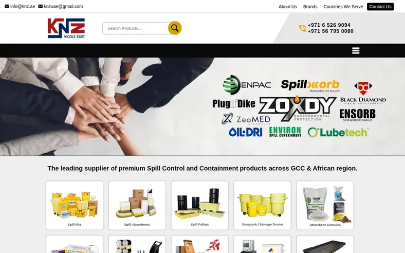 Screenshot of the KNZ Middle East homepage