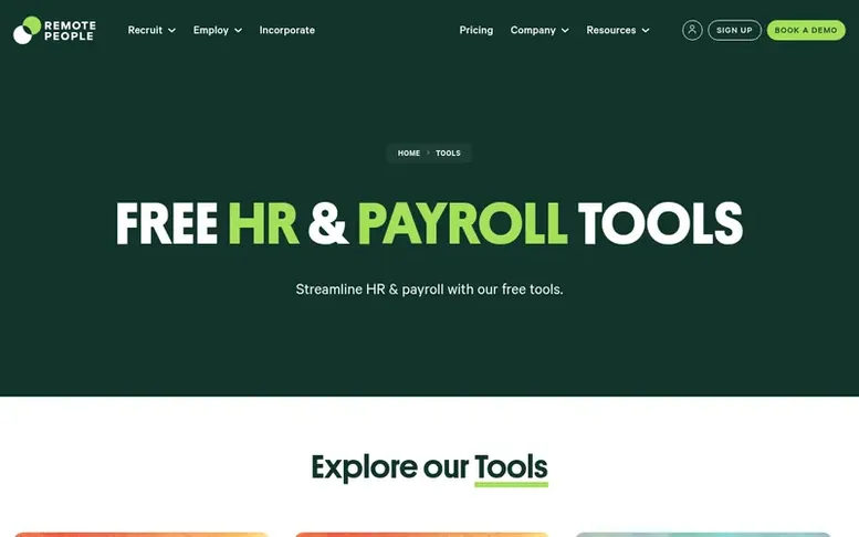 Screenshot of the RemotePeople homepage