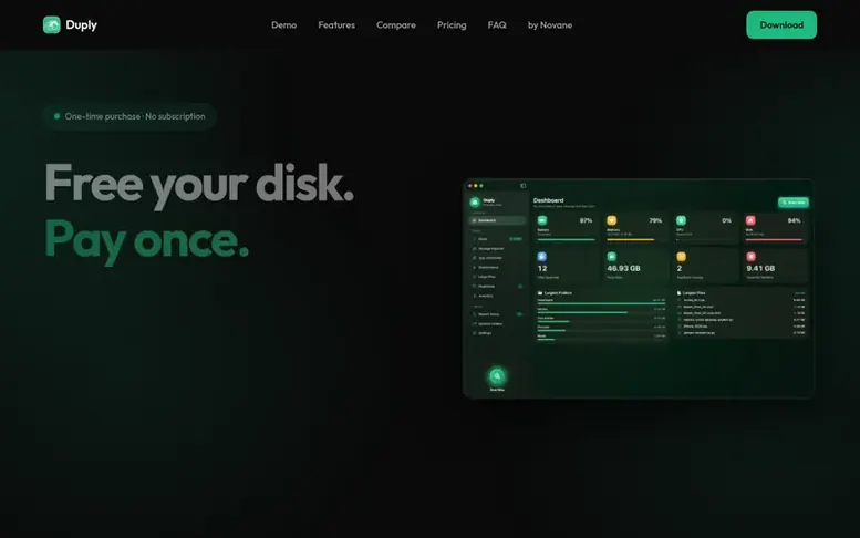 Screenshot of the Duply homepage
